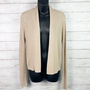 LOFT Cream Beige Open Rib Knit Cardigan Sweater